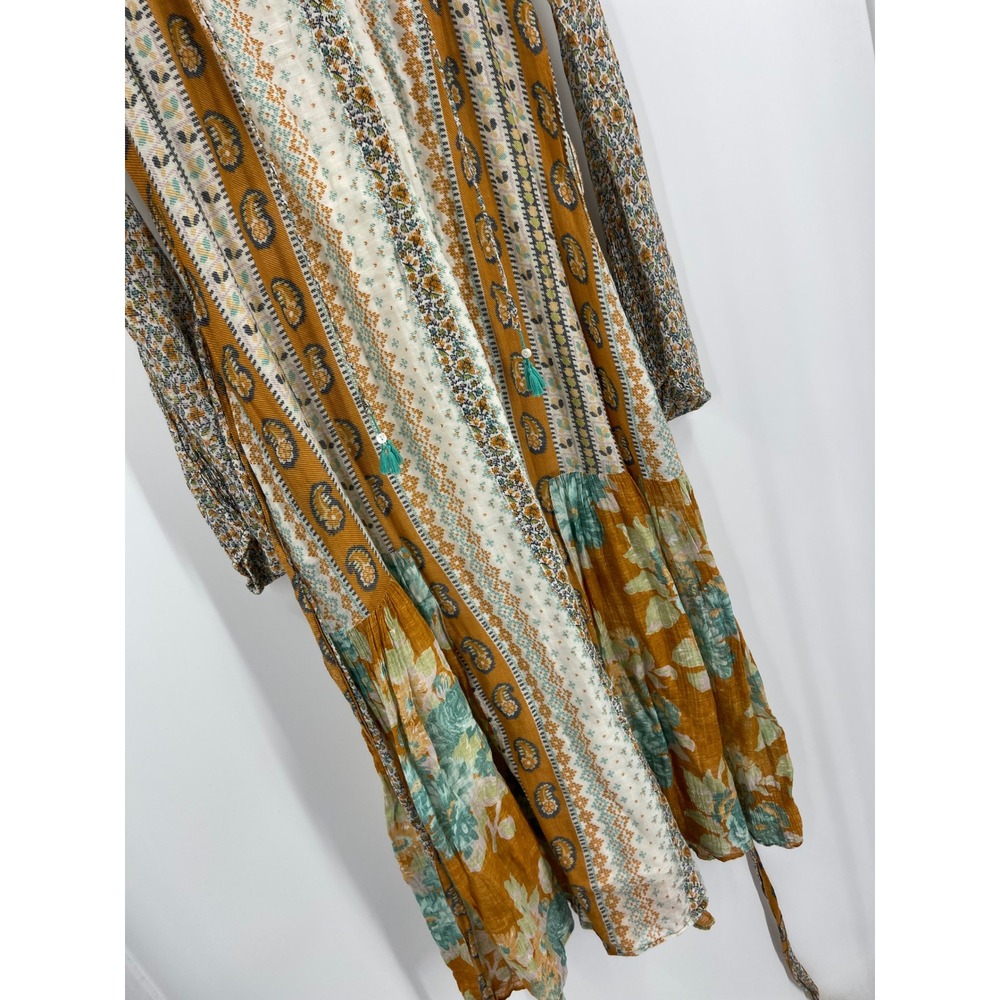 D'Ascoli Floral Paisley Maxi Dress Orange Blue Boho Resort Italian Summer Size S - Picture 2 of 14